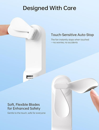 JISULIFE Handheld Mini Fan, 3 IN 1 USB Rechargeable Portable Fan [12-19 Working Hours] with Power Bank, Flashlight, Pocket Design for Travel/Summer/Concerts/Lash, Gifts for Women (White)