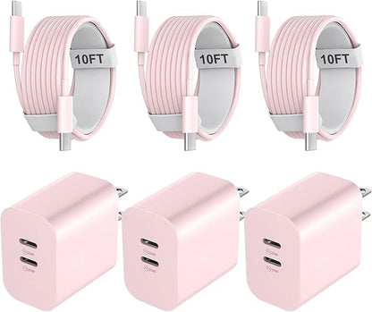 Phone 17 16/15 Pro Max Charger, 20W Type C Fast Wall Charger with 10FT USB-C to C Cable, USB C Charger Block for Phone 17 16 15/16 15 Plus/17 16 15 Pro/17 16 15 Pro Max