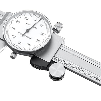HDLNKAK Dial Caliper Shockproof Dial Caliper Precision Caliper with Watch 0-9" Range, 0.001” Resolution 6 Inch with 0.001" Precision Calipers 4-Way Measurement with Plastic Case