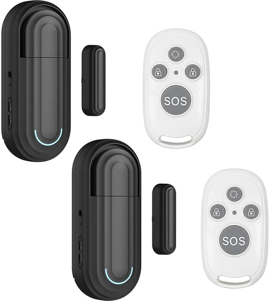 SanJie Door Alarm for Kids Safety with Remote,Wireless Door Chimes When Door Opens for Home/Dementia Patients/Pool,0-120 dB Volume Ajustable 4 Working Modes(2 Remote & 2 Sensor)