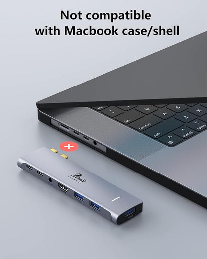 USB C Hub Adapter for MacBook Pro/Air M1M2M3 2022 2021 2020 13"15"16",Multiport MacBook Adapter MacBook Accessories with 4K HDMI,3USB3.0,Audio,100W Thunderbolt-Enabled USB-C,Support MagSafe 3 Charging