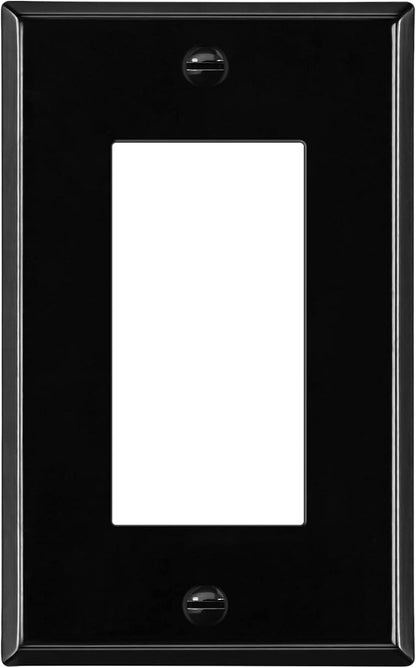 ENERLITES Decorator Switch Metal Wall Plate, Outlet Cover, Corrosion Resistant, Standard Size 1-Gang 4.50" x 2.76", Powder Coated Stamped Steel, 7731-BG, Black Gloss