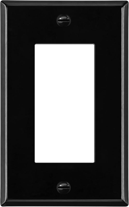 ENERLITES Decorator Switch Metal Wall Plate, Outlet Cover, Corrosion Resistant, Standard Size 1-Gang 4.50" x 2.76", Powder Coated Stamped Steel, 7731-BG, Black Gloss