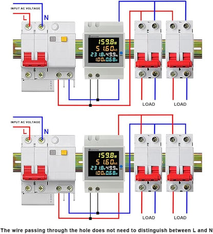 KETOTEK Single Phase Energy Meter Din Rail Electricity Usage Monitor AC 40-300V 100A Voltmeter Ammeter Watt Kwh Frequency Power Meter Built-in CT 110V