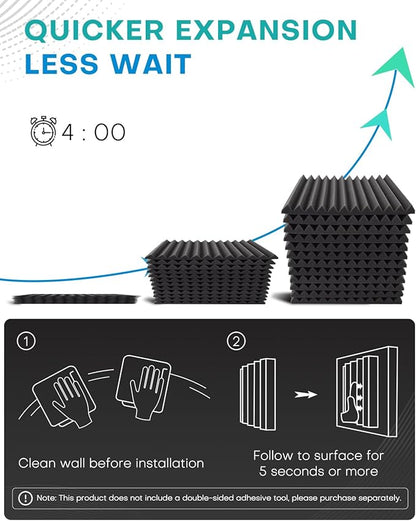 36 Pack Sound Proof Foam Panels for Walls, 2 X 12 X 12 Inches Acoustic Foam Panels, High Density Acoustic Panels Sound Absorbing, Noise Cancelling Studio Wedges, Black + White (NOT INCLUDE ADHESIVE)