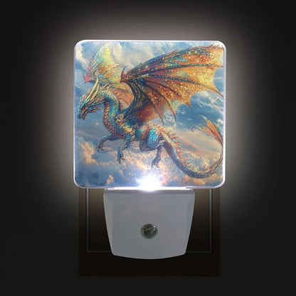 Pigsaly Led Night Light Psychedelic Colorful Dragon Night Light Plug in Wall Lamp Smart Dusk to Dawn Sensor Nightlight Led Lamp Energy Saving Lights Gift for Kids Room Bedroom Bathroom Hallway