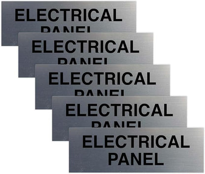 All Quality Basic Electrical Panel Sign - Fire Regulation Safety Compliance Sign - Silver - Medium (5 Pack)