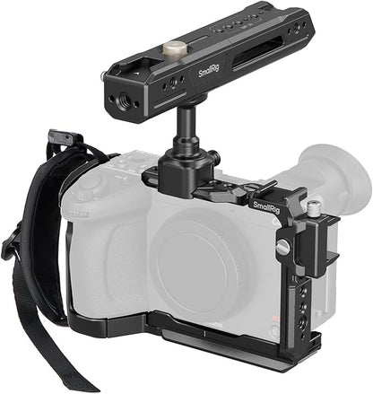 SMALLRIG Camera Cage Kit for Sony FX2, HawkLock Quick Release Cage with Top Handle, Wrist Strap and Cable Clamp for HDMI,Built in NATO Rail/QR Plate for Arca, Compatible with Original XLR Handle