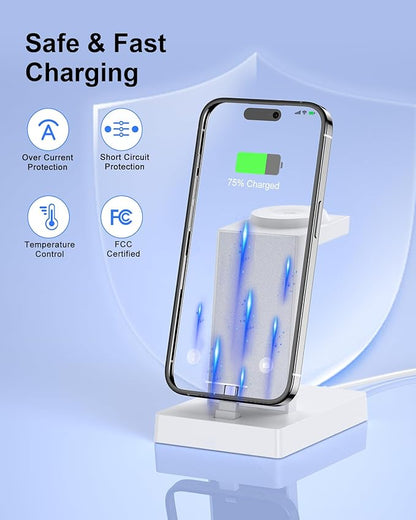 30W Fast Charging Station for Apple Devices - ADADPU 3 in 1 USB C Charger Stand for iPhone 16 15 Pro Max Plus & AirPods 4, Wireless Charger Dock Compatible with Apple Watch Ultra/10/9/8/7/6/5/4/3/2/SE