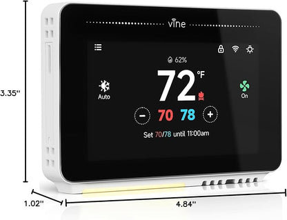 Vine Smart Thermostat for House with Nightlight, 4.3 Inches WiFi Thermostats for Home Compatible with Alexa and Google Assistant, 7day x 8period Programmable, C-Wire Required