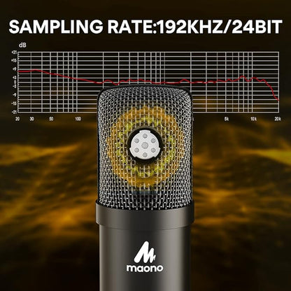 MAONO USB Microphone Kit 192KHZ/24BIT AU-A04T PC Condenser Podcast Streaming Cardioid Mic Plug & Play for Computer, YouTube, Gaming Recording