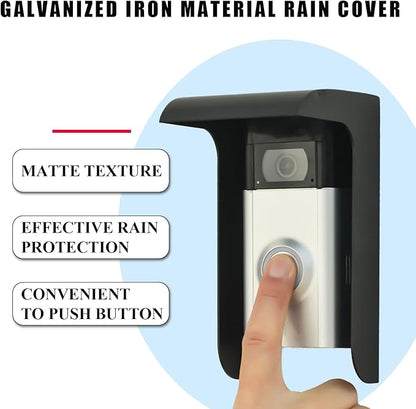 Doorbell Rain Cover,Black Metal Ring Doorbell Protector,Small Video Doorbell Shield,Outdoor Access Control Keypad Cover for Most Camera Doorbells