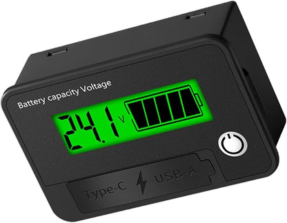 MOAIYU DC8-30V Electricity Meter Digital LCD Display Car Battery Charging Levels Indicators Leads Acid Lithium Voltmeter