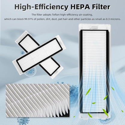 24Pcs Q Revo Accessories Kit Replacement Compatible with Roborock Q Revo Robot Vacuum, 2 Main Brush, 4 Mop Cloth Pads, 6 Side Brushes, 4 HEPA Filters,6 Dust Bag, 1 Cleaning Tool