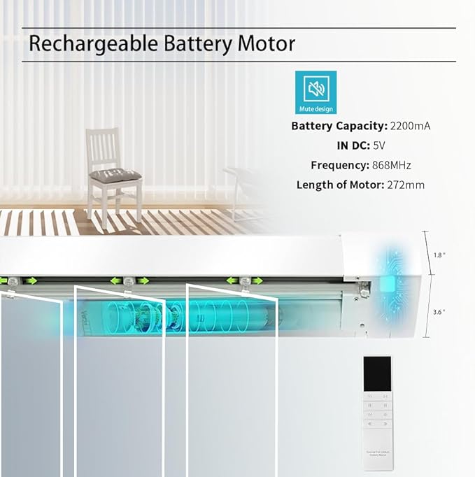 Blindify Motorized Vertical Blinds, Blackout Sliding Door Shades Vertical Shades Remote Control Customize, Black