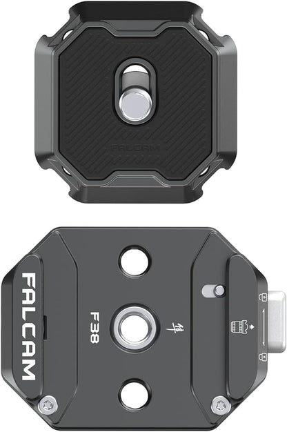 FALCAM F38 Quick Release Kit V2, Quick Release System, Base and Plate with 1/4" and 3/8" Screw Thread for Tripod, Monopod, Stabilizer, Slider - F38B3404