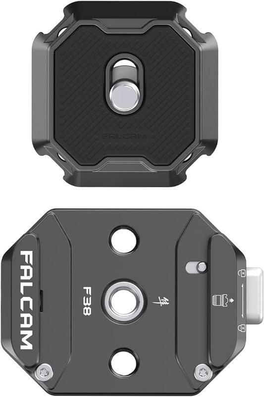 FALCAM F38 Quick Release Kit V2, Quick Release System, Base and Plate with 1/4" and 3/8" Screw Thread for Tripod, Monopod, Stabilizer, Slider - F38B3404