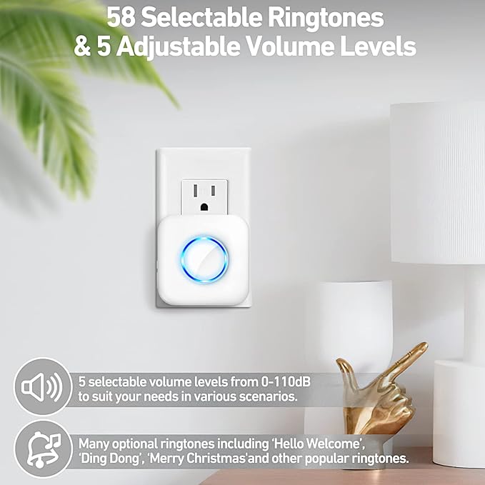 Door Chime, Satisure Wireless Door Open Contact Sensor Alarm Chime with 600 FT Range 58 Chimes 5 Volume Levels LED Indicators (1 Receivers & 3 Sensors)