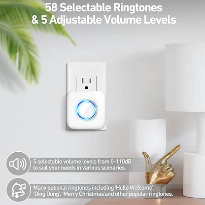 Door Chime, Satisure Door Sensor Chime When Door Opens, Door Entry Alarm for Business/Home/Office/Store with 600 FT Range 58 Chimes 5 Volume Levels LED Indicator (1 Receivers & 4 Sensors)