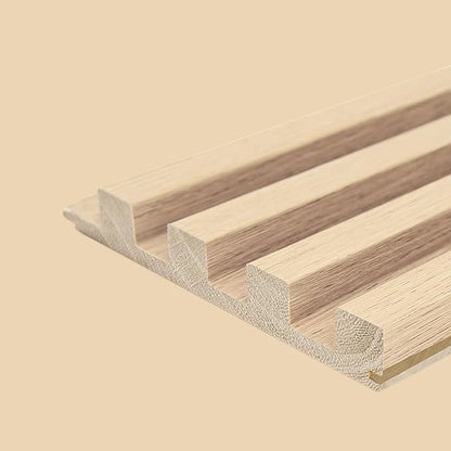 Art3d Slat Wood Wall Paneling for Interior and Ceiling Decoration - Pack of 4pcs + 1pc End-Trim, Size 108 x 5.7in.- Ashtree