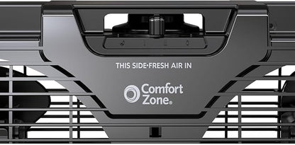 Comfort Zone Window Fan for Bedroom, 9 inch 3 Speed Dual Fans with Auto-Locking Expanders, Window Exhaust Fan, Removeable Bug Screen, Black
