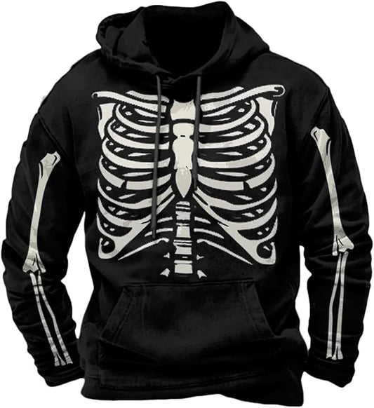 Halloween Hoodie Men Graphic Pumpkin Ghost Printed Sweatshirt Casual Trendy Long Sleeve Halloween Hooded Tops with Pockets