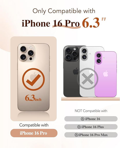 BERFY Magnetic for iPhone 16 Pro Case, Compatible with Magsafe, Built-in 9H Tempered Glass Screen Protector & Upgraded Camera Protection, Full-Body Shockproof Phone Case for 16 Pro 6.3", Clear