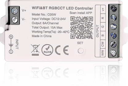 TUNICHX RGBCCT SMD FCOB 6 PIN LED Strip 2.4 GHz WiFi Group Controller Alexa Google Home Control Match with WR01RF LM091 B4 B8 FUT088 Mi-Boxer/Mi-Light RGBCCT Remote