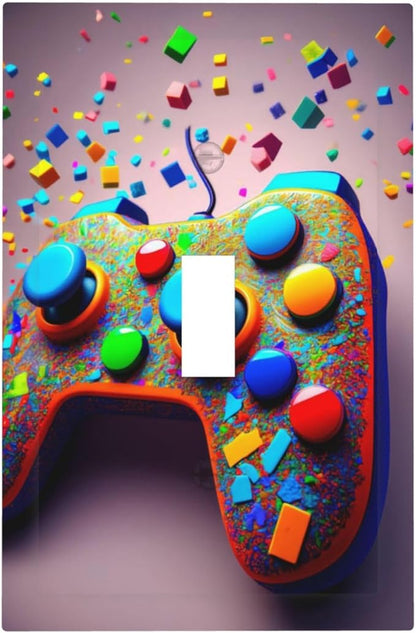 Bvtewkhz Videos Game Controller 1 Gang Single Toggle Decorative Light Switch Covers Electrical Faceplate Switchplates for Bathroom Kitchen Home