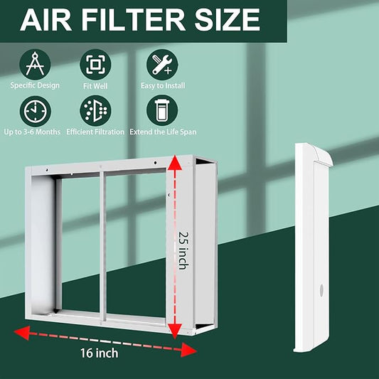 2 Pack 413 Replacement Filter Compatible with Whole House Air Purifier 1410, 1610, 2140, 2400, 2410, 2416, 3410, 4400,MERV-13 Filter, 16x25x4 Air Filter