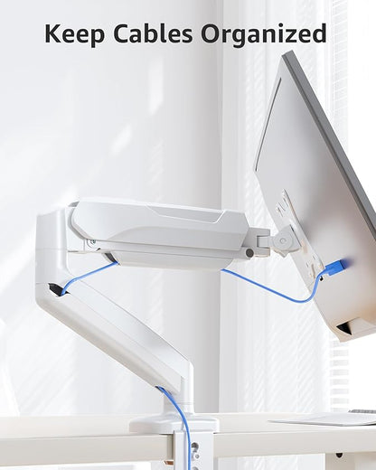 MOUNTUP Single Monitor Desk Mount Holds Screen up to 32 inch, Height Adjustable Monitor Arm, Computer Monitors Stand with Clamp/Grommet Mounting Base, VESA Mounts Fit 4.4-17.6lbs Computer