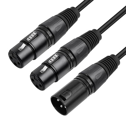 5 Pack XLR Splitter Cable,1 Maleto 2 Female, 1.5FT Stereo Mic to L&R Audio Y-Splitter Cable