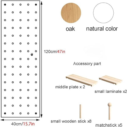Wooden Wall Organizer Kit – Versatile Display Panel for Home, Office, Study & Bathroom – Wall-Mounted Storage Solution (Oak, 40x120CM)