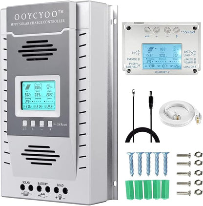 OOYCYOO MPPT Charge Controller 100 amp 12V/24V Auto, 100A Solar Panel Charge Regulator with Blacklight LCD Display Max 100V for Lead-Acid Sealed Gel AGM Flooded Lithium Battery（+1.5M LCD485）