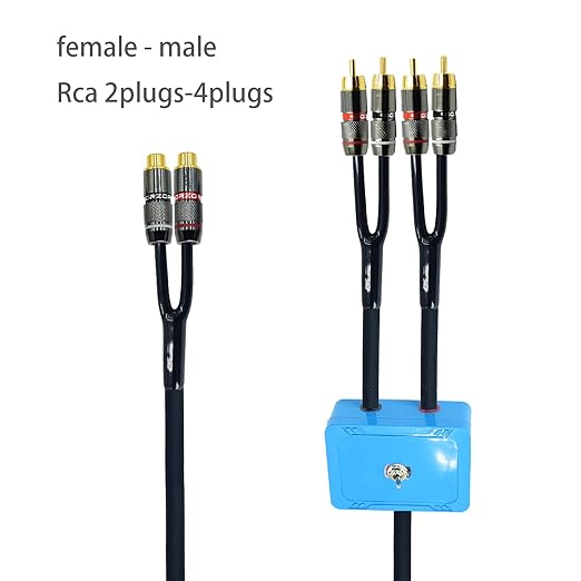 Arklove 1ft Sound Channel swicher 2 Female to 4 Male RCA Switch Selector 2 in 1 Out R/L Stereo Audio 1 in 2 Out Stereo Audio Splitter with Mute Button No External Power Required CD Speaker DVD Player