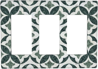 Bvtewkhz Green Luxury Modern Cubic Marble 3 Gang Triple Rocker Decorative Light Switch Covers Electrical Faceplate Switch Plates for Bathroom Kitchen Home