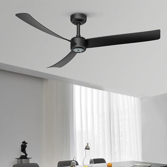 ocioc 52 Inch Ceiling Fans with Lights and Remote,Modern Ceiling Fan with Quiet Reversible DC Motor,6 Speeds,Timer,Dimmable, Black Ceiling Fan for Bedroom,Patios