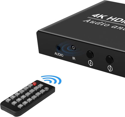 Video Wall Controller HDMI 1X4,Splicing Professional Processor with 4 HDMI+3.5mm Audio Output 180 Degree Rotate TV Wall Display 8 Splicing Modes 1x1, 1x2, 1x3, 1x4, 2x1, 3x1,4x1, 2x2