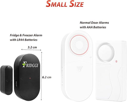 Fridge & Freezer Door Alarm with Delay When Left Open, 60sec, 120sec, 180sec Reminders, Refrigerator Door Chime (Pack 2).