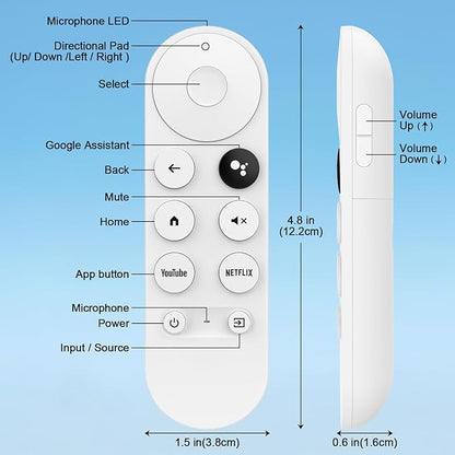 Replacement Voice Remote for Google-Chromecast-Remote, for Chromecast with Google TV Remote 4K/HD & Google TV Streamer 4K