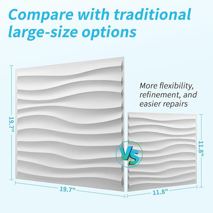 Art3d 20 Pack Decorative 3D Wall Panels, 19 Sq.Feet PVC Interior Wall Décor, 11.8"x11.8", White