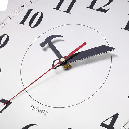 CIGERA 12 Inch Metal Wall Clock with Circular Saw Blade Dial, Handsaw and Hammer Pointer,Great Decor for Garage,Workshop and Man Cave