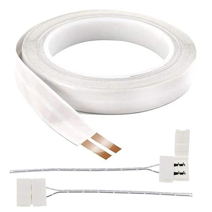 FRANKEVER 24 Guage Hidden Super Flat Audio Cable Suitable for Audio Wire LED Lighting Connection and Other Low Voltage Appliance Connection 12mm (Wire(50 ft)+2 ConnectorsD)