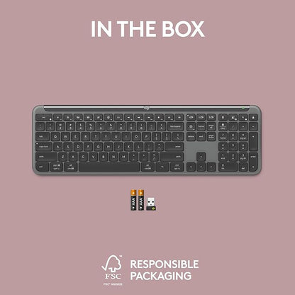 Logitech Signature Slim K950 Wireless Keyboard, Sleek Design, Switch Typing Between Devices, Quiet Typing, Bluetooth, Multi-OS, Windows, Mac, Chrome - Graphite