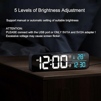 Abovsare Digital Clock for Bedroom, Clocks for Living Room Decor, Desk Table Clock, Alarm Clock Large Display with Date Week Temperature, Automatic Brightness Dimmer, Smart Cool Modern (Black Blue)