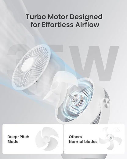 PNTCK Air Circulator Fan for Bedroom, 13" Table Fan with Remote, 90° Oscillating & 120° Tilt, 60ft Strong Airflow, Quiet 25dB Electric Fan with 4 Speeds, 4 Modes & 12H Timer