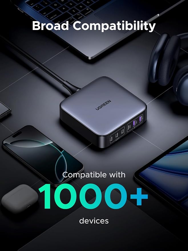 UGREEN 200W USB C Charger, Nexode 6-Port GaN Desktop Charger, USB C Charging Station for MacBook Pro/Air, iPad Pro/Air, iPhone 16/15/14, Galaxy S24 Ultra, Steam Deck