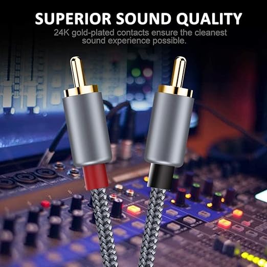 Goalfish RCA Cable, 0.5M/1.6FT RCA to RCA Male to Male Audio Stereo Subwoofer Cable [2Pack, Hi-Fi Sound] Nylon-Braided Auxiliary Audio Cord for Home Theater, HDTV, Amplifier, Hi-Fi Systems, Speakers