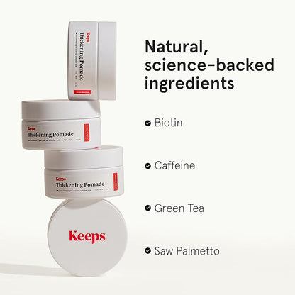 Keeps Matte Thickening Hair Pomade for Men - All-Day Medium Hold Styling Pomade with Natural Ingredients for Visibly Thicker, Fuller Hair - Biotin, Caffeine, Green Tea & Saw Palmetto