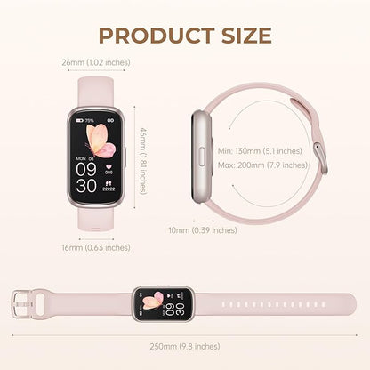 TIFOZEN Health Fitness Tracker Smart Watch with 24/7 Heart Rate, Blood Oxygen, Sleep Tracker, Pedometer, 3 Colorful Bands & 3ATM Waterproof Activity Tracker with Step Calorie Counter, Bubble Pink